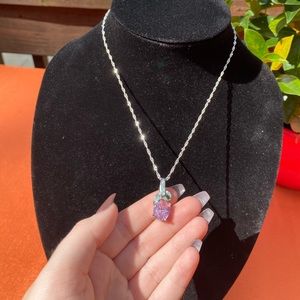 Pink Topaz and White Fire Opal Necklace